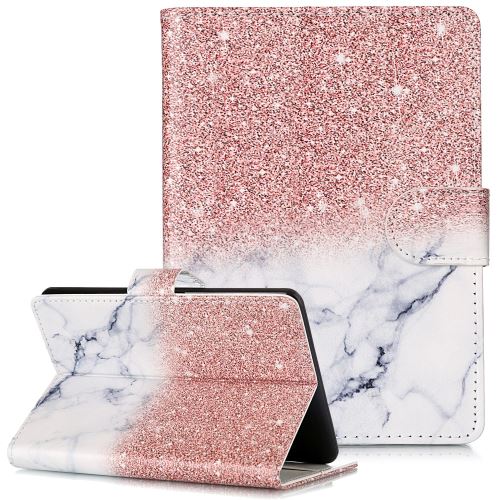 Etui en PU impression de modèle élément pailleté et grain de marbre blanc avec support pour votre Amazon Kindle Paperwhite (2015)/2/3/4 (2018)