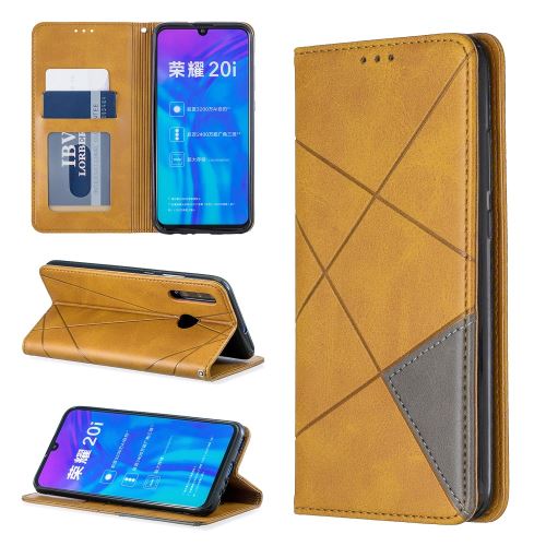 Etui en PU motif géométrique avec porte-carte marron pour votre Huawei P Smart Plus 2019/Enjoy 9s/Honor 10i