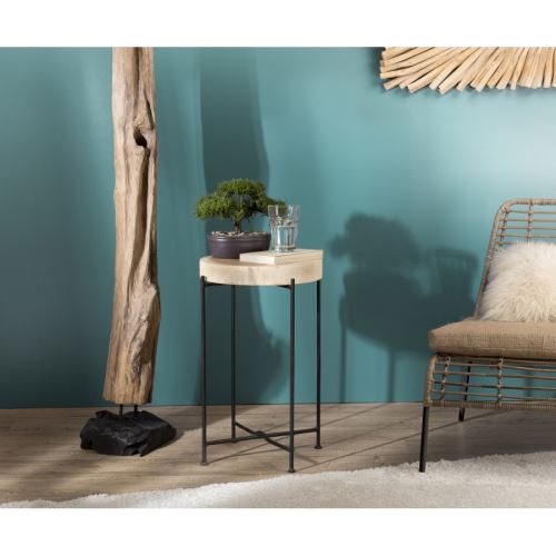 Table d'appoint Ronde bois nature Mungur pieds métal