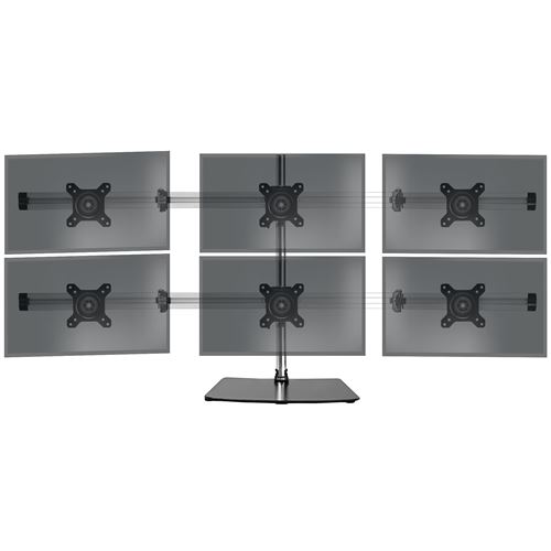 Duronic DM756 Support sextuple 6 &eacute;crans PC sur socle - Potence de 70 cm - Rotatif / Inclinable