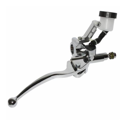 Maitre cylindre de frein moto universel avant chrome avec reservoir separe droit