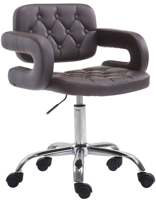 Tabouret de travail Dublin en Similicuir - Chaise de bureau réglable en hauteur Pivotante Roulettes - Couleur Marron