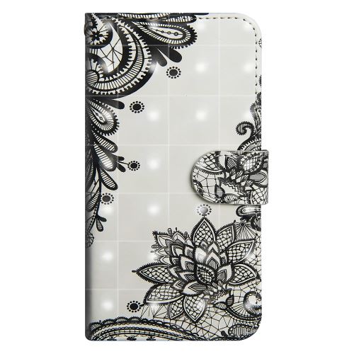 Etui en PU spot lumineux décor flip fleur noire pour votre Samsung Galaxy M30