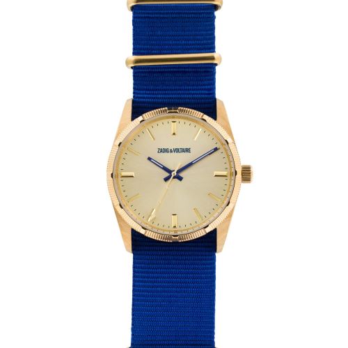 Montre Mixte Zadig & Voltaire Cadran 36mm En Steel Doré Et Bracelet Bleu En Nylon ZVF213