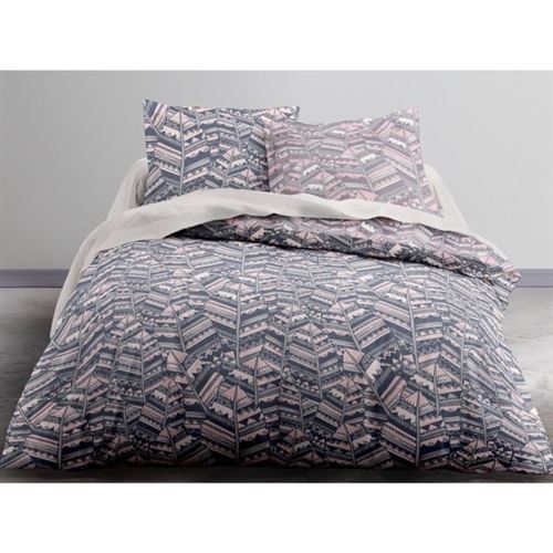 TODAY Parure de couette Microfibre 100% Polyester CRAZY TRIBAL FEATHER 220x240 cm - 1 housse de couette et 2 taies doreiller