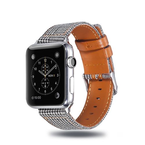 Bracelet en cuir véritable tissu 017 pour votre Apple Watch Series 4 40mm/Series 3/2/1 38mm