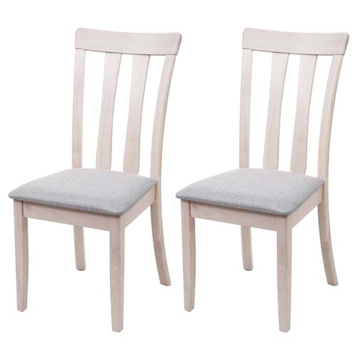 2x chaise de salle à manger MENDLER HWC-G46, tissu, en bois massif châssis clair, gris
