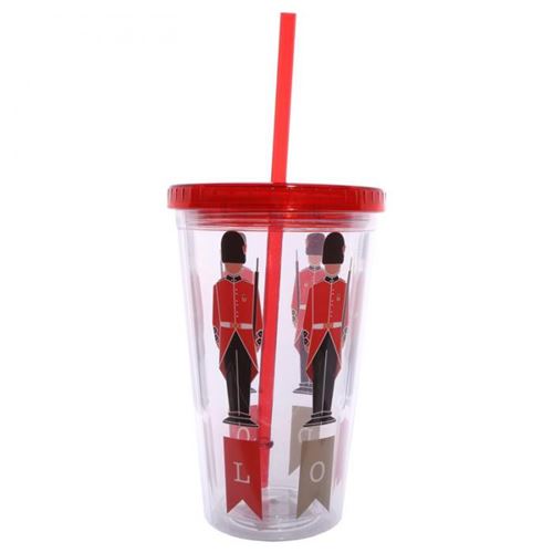 Verre en plastique avec paille et couvercle - Garde Royal