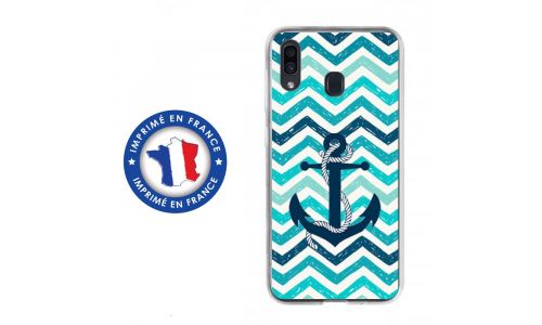 Coque souple pour Samsung Galaxy A20 avec impression Motifs ancre