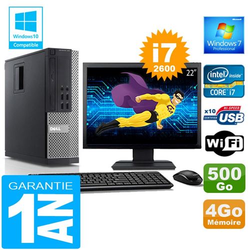 Pc dell 990 sff core i7-2600 ram 4go disque 500 go wifi w7 ecran 22' État correct - Dell reconditionné disponible sur Fnac