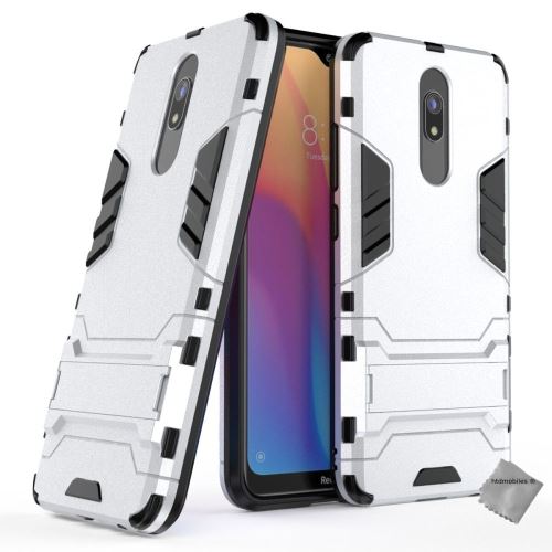 Housse etui coque rigide anti choc pour Xiaomi Redmi 8 avec verre trempe - ARGENT