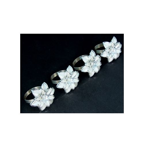 Ronds de serviette en forme de fleurs - Lot de 4 - Décoration de table