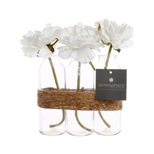 Article de dcoration AUCUNE Composition rose et tube en verre x3 - h23 cm