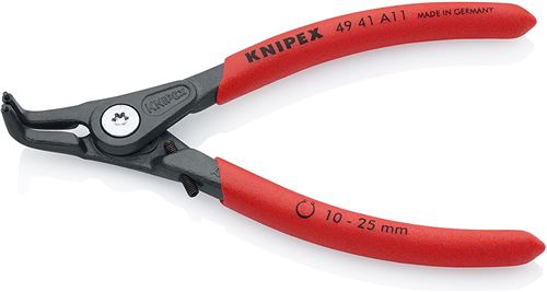 KNIPEX 49 41 A11 Pince de précision pour circlips avec protection contre la distorsion grise atramentisée gainées en plastique antidérapant 130 mm