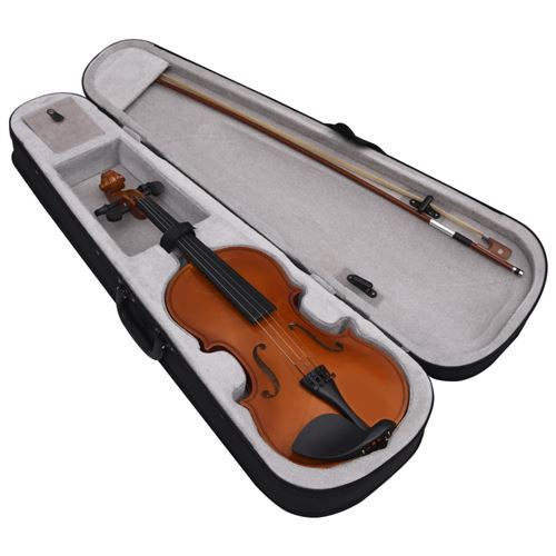Vidaxl ensemble de violon avec archet et mentonnière bois foncé 4
