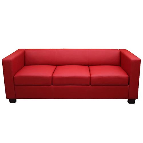 Canapé / sofa M65, 3 places, 191x75x70cm, simili-cuir, rouge