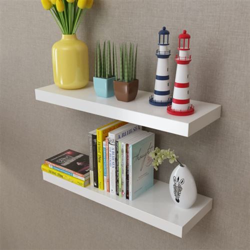 vidaXL Wandplanken zwevend voor boeken/dvd's MDF wit 2 st