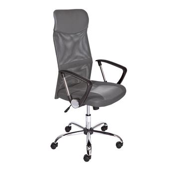 Chaise de bureau réglable simili cuir gris Turin - 1