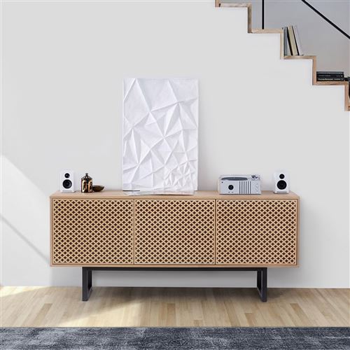 Paris Prix - Buffet 3 Portes Diamant camden 175cm Chêne & Noir