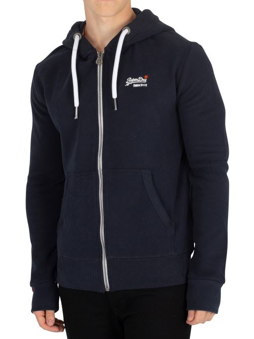 Superdry Homme Sweat à capuche zippé orange, Bleu