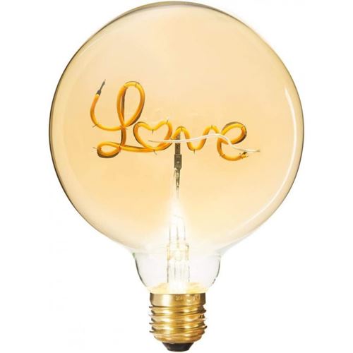 Ampoule led avec inscription love - Jaune - D 12.5 cm - Collection générique