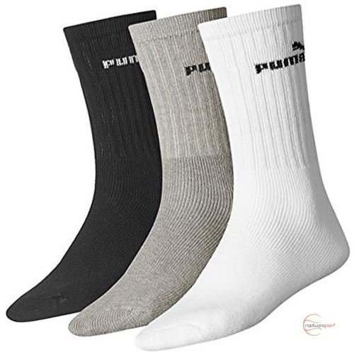 Puma Sport Outlets Unisex Socks 3 Pcs en Blanc, Gris & Noir 883296 10 .