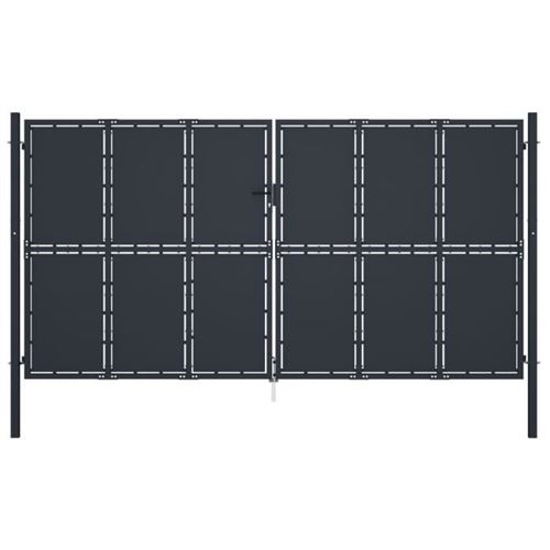 Vidaxl Gris Portail De Jardin - Acier - 400 X 200 Cm - Anthracite - Battant - Image 1