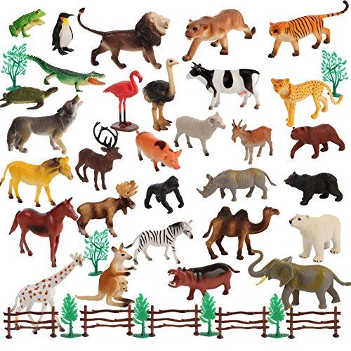 Migration Ensemble d'animaux de grande taille de 50 pièces 30 animaux 20 accessoires dans un contenant de rangement
