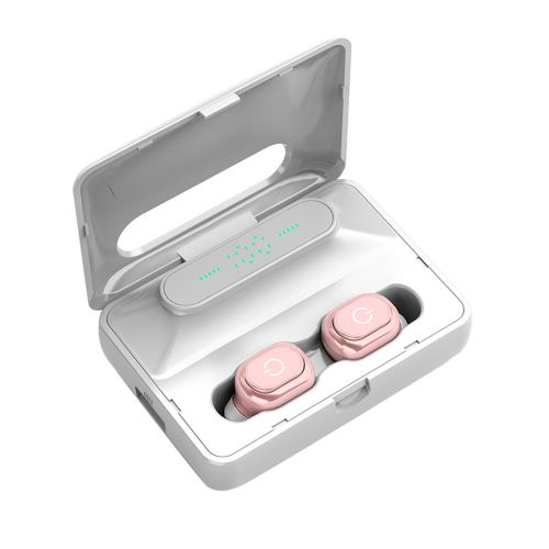 Ecouteurs 2020 le plus récent affichage numérique 9D HI-FI trois LED 5.0 Bluetooth, Sans Fil - Or rose