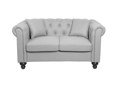 Canapé Chesterfield Alfred 2 Places En Tissu Gris Clair