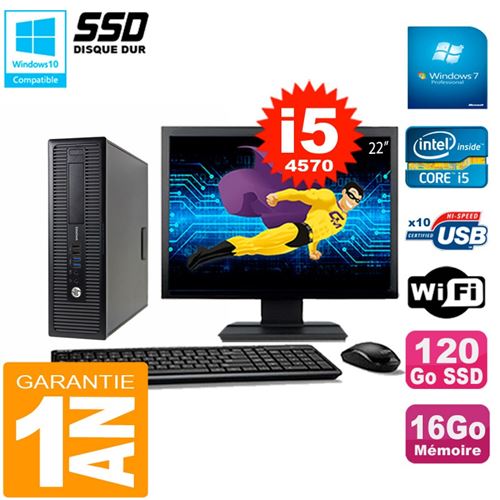 Pc hp elitedesk 800 g1 sff ecran 22' core i5-4570 16go disque 120 go ssd wifi w7 État correct - Hewlett-Packard reconditionné disponible sur Fnac