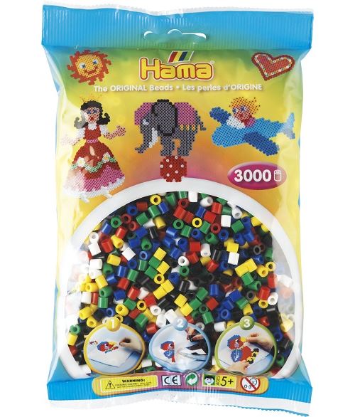 Sachet de 3000 perles a repasser hama midi couleurs assorties - loisirs creatifs - 201-66