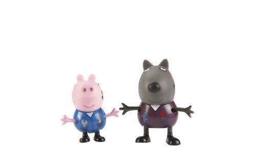 Peppa pig - set de 2 figurines : chien danny et cochon georges