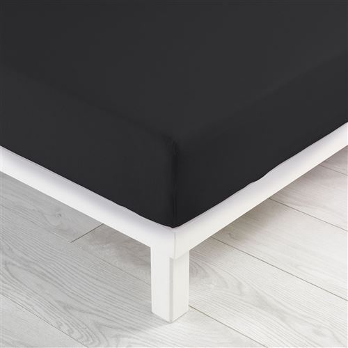 Drap housse 1 personne 90 x 190 cm jersey uni jersy Charbon