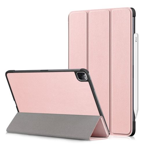 Etui en PU + TPU peau de litch avec support tri-pliure rose pour votre Apple iPad Pro 11 pouces (2020)/(2018)
