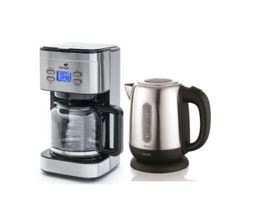 Senya set petit déjeuner cafetière programmable 1,5L (SYBF-CM019) + bouilloire électrique Inox 1,2L (SYBF-K025N)