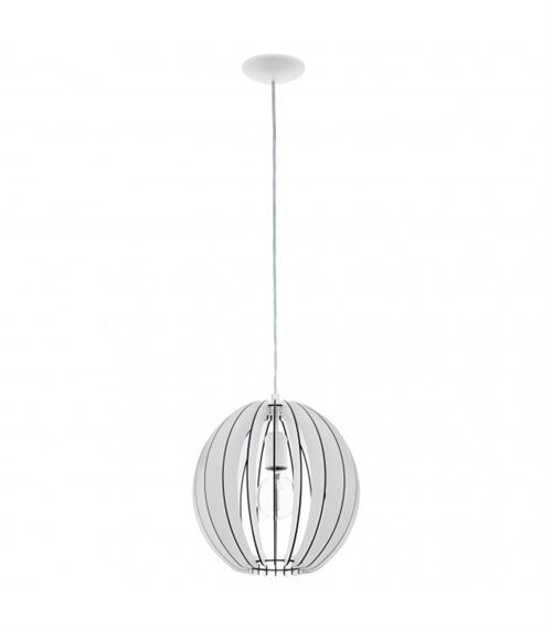 Suspension boule en bois et acier diamètre 30cm COSSANO blanc blanc