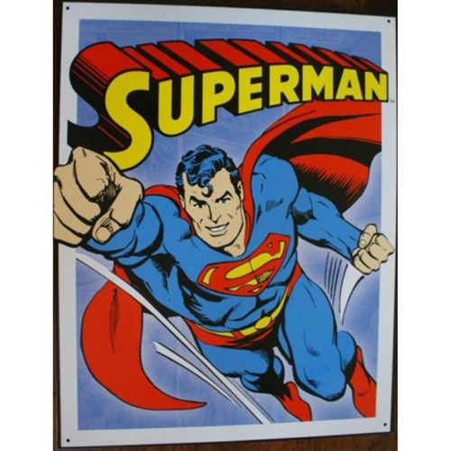 plaque super hero superman en plein vol affiche tole usa
