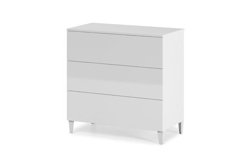 commode loft 3 tiroirs avec piètement - 80 x 80 x 40cm - blanc