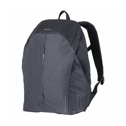 Sac a dos velo basil b-safe nordlicht gris graphite 18l fixation hook sur porte bagage avec eclairage integre