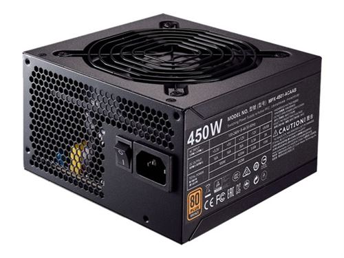 Cooler master mwe bronze 450 450w atx noir Alimentation pour PC (mpx-4501-acaab-eu)