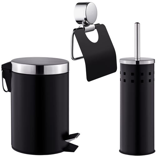 TecTake Accessoires WC brosse + poubelle + dérouleur de papier