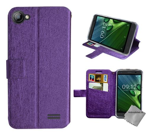 Housse etui coque pochette portefeuille pour Acer Liquid Z6E avec verre trempe - MAUVE