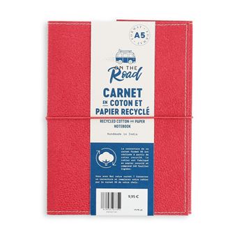 NATURE CARNET EN COTON ET PAPIER RECYCLE ROUGE