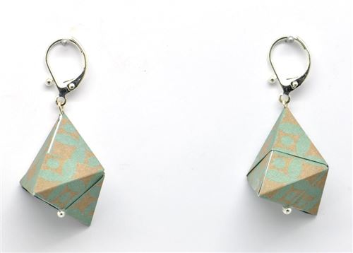 Boucles d'oreille papier origami triangle gris bleuté - the cocotte