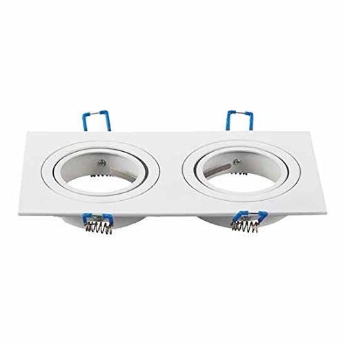 Vt-3607 - support encastrable en aluminium carré blanc réglable 2 * gu10 - v-tac