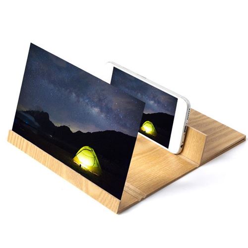 Loupe de support se pliante d'amplificateur visuel de l'écran 3D du téléphone portable HD en bois Doré