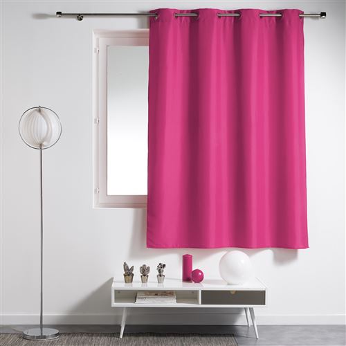 Rideau a oeillets plastique 140 x 180 cm polyester uni essentiel Fuchsia