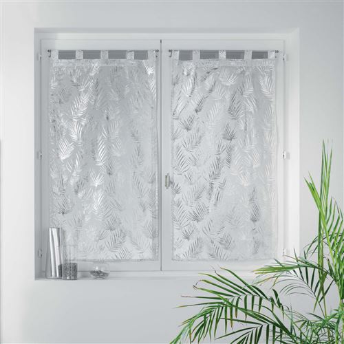 Paire droite passants 2x60x90 cm voile sable imp. metallise kolza Blanc/Argent