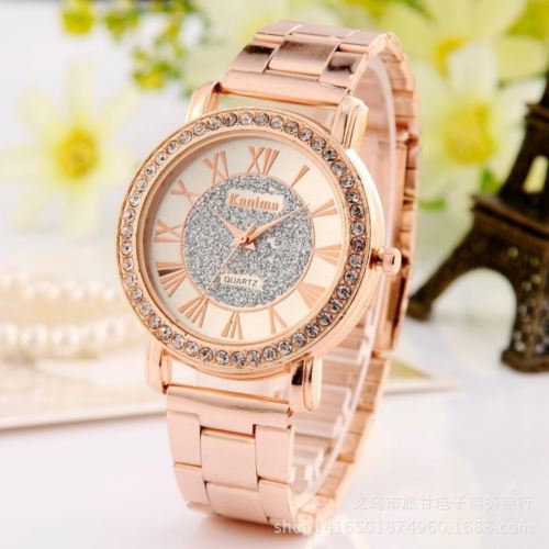 Montre Femme Bracelet Quartz Rhinestone Inox #31 Rose doré